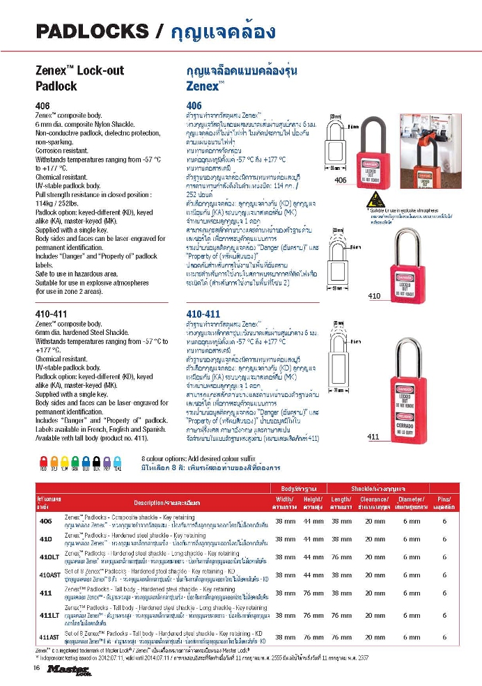 กุญแจคล้อง PADLOCKS รุ่น Zenex 2