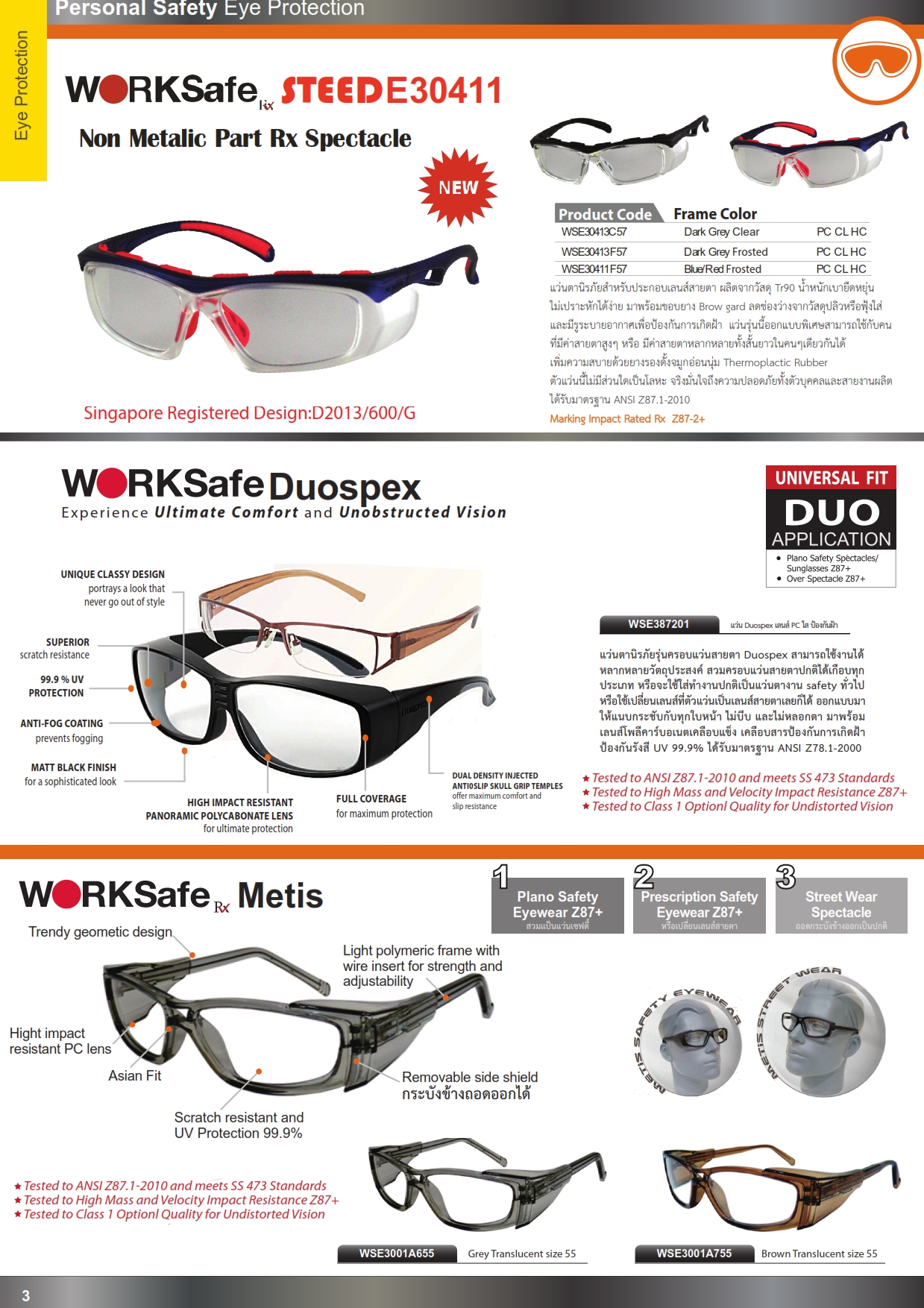 แว่นตานิรภัยทรงสปอร์ต แว่นตานักกีฬา แว่นตาเซฟตี้  ปี2558