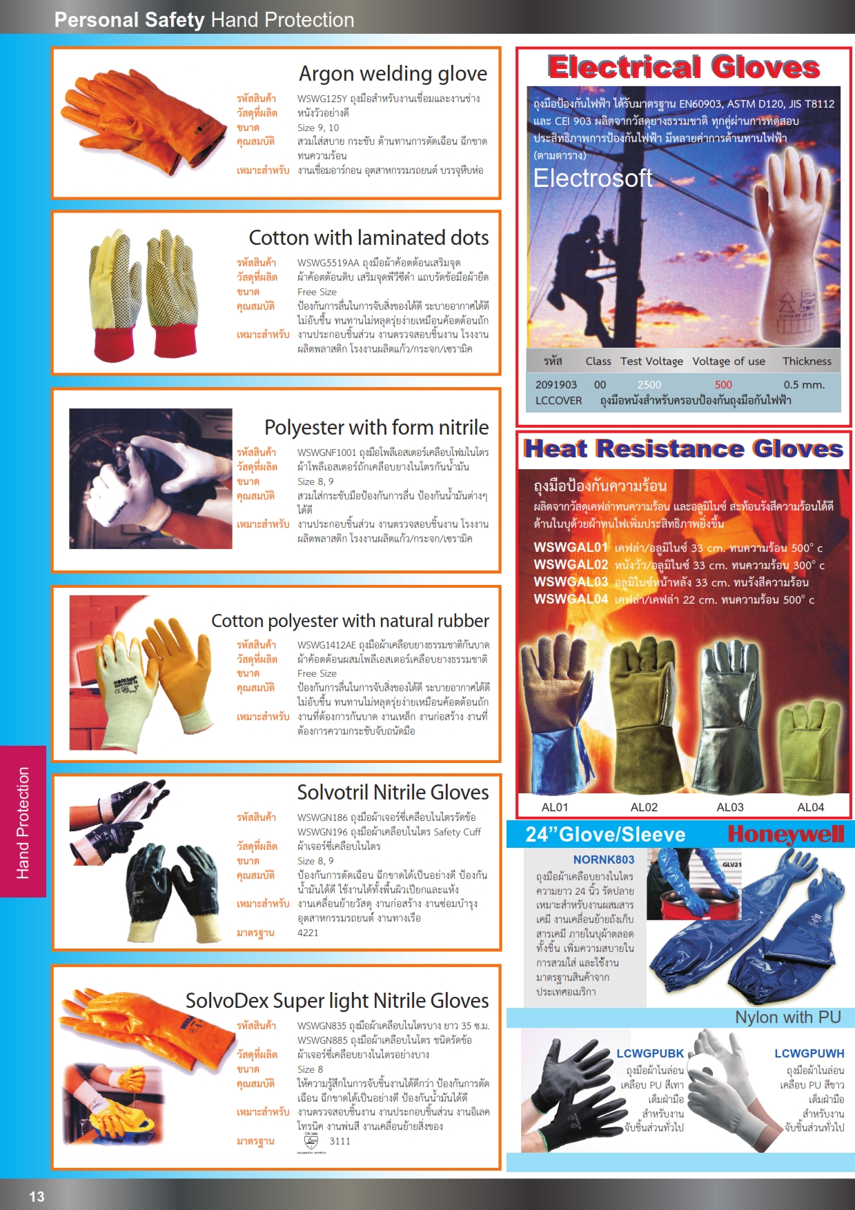 ถุงมือเซฟตี้ ถุงมือป้องกันอันตราย ถุงมือผ้า ถุงมือป้องกันความร้อน ถุงมือ ปี2558