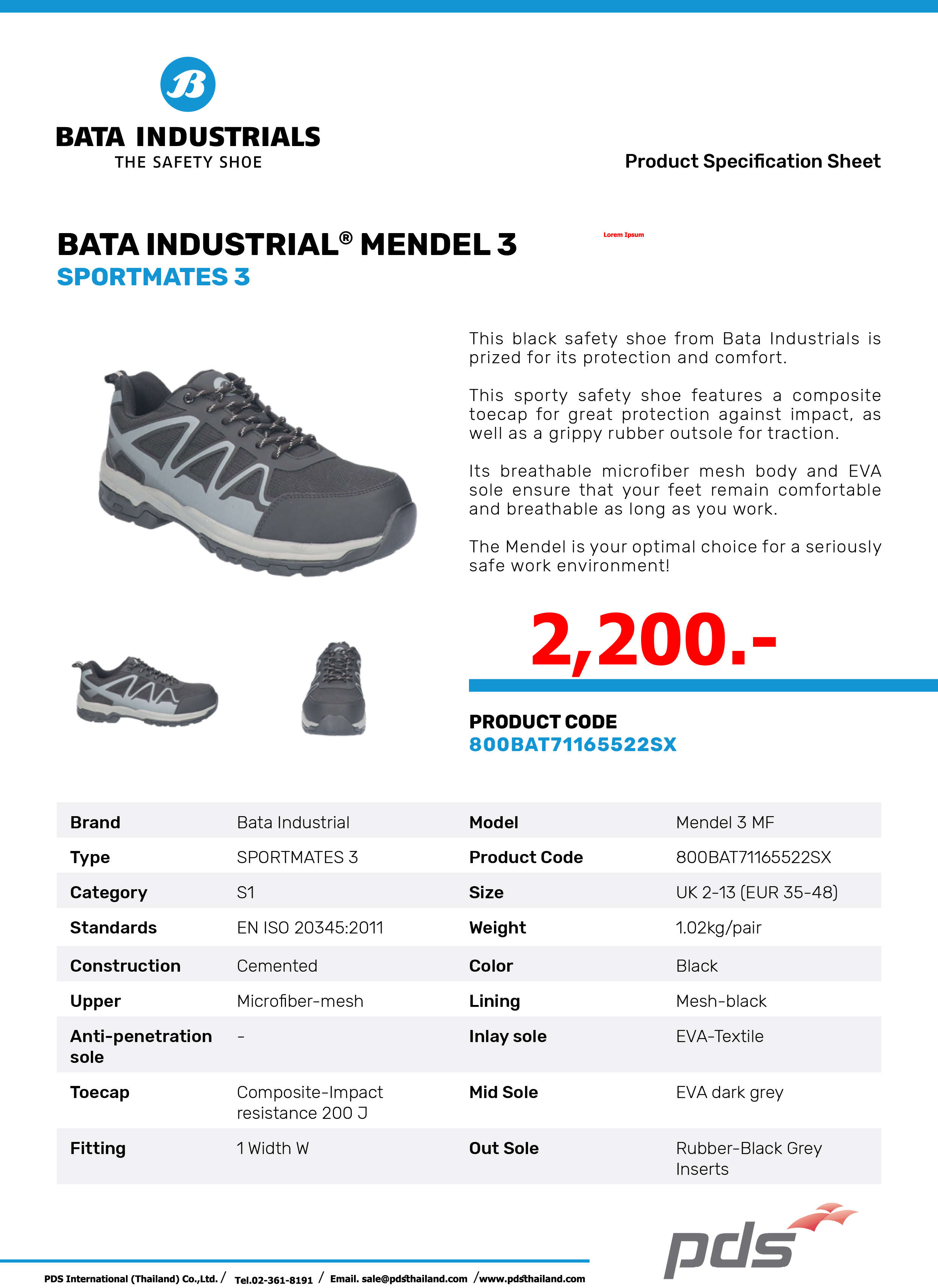 รองเท้าเซฟตี้ BATA INDUSTRIAL MENDEL 3