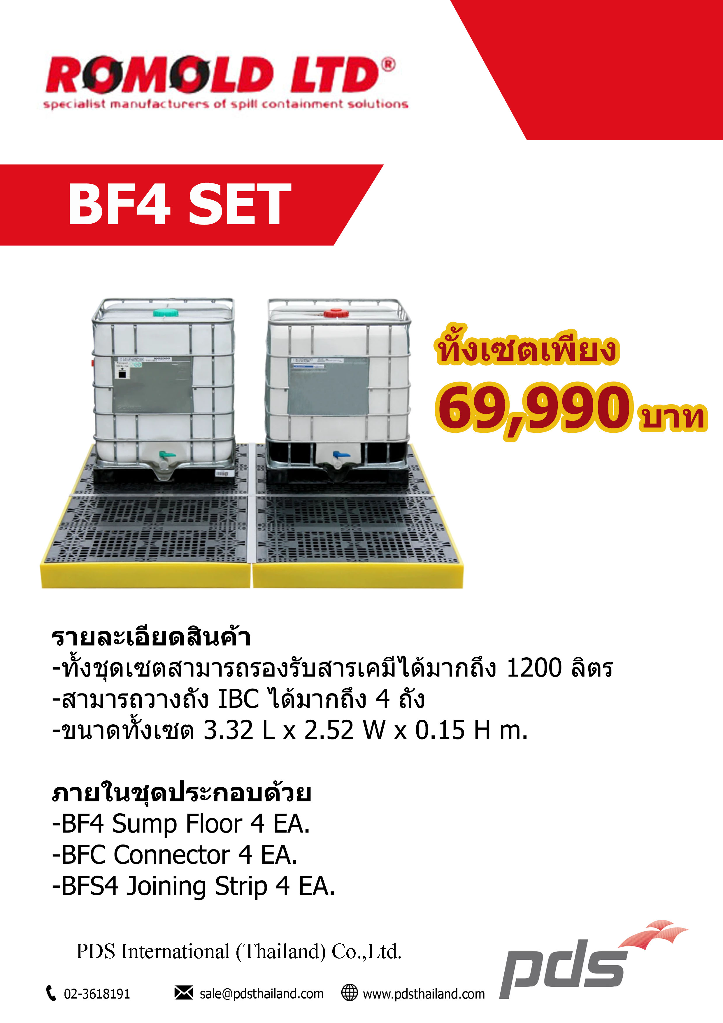 ตะแกรงสารเคมีป้องกันการหกล้น รหัส BF4 SET