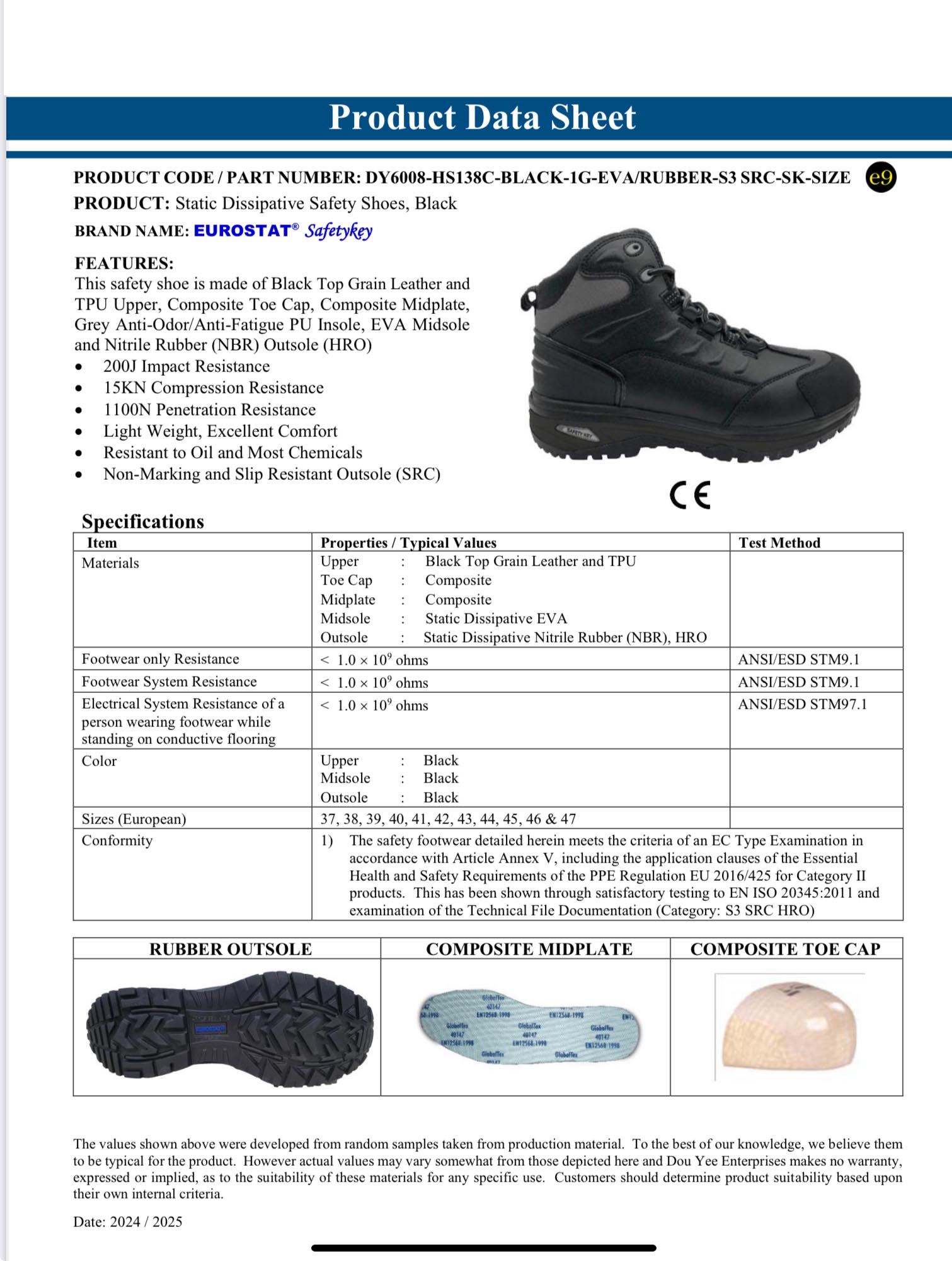 รองเท้านิรภัยหุ้มข้อ รหัส HS-138C