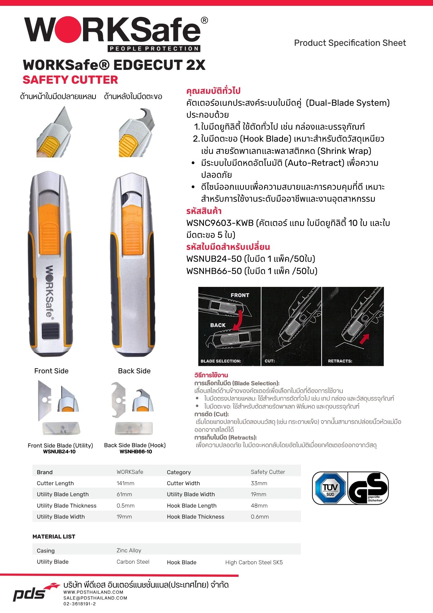คัตเตอร์ WORKSAFE รหัส WSNC9603