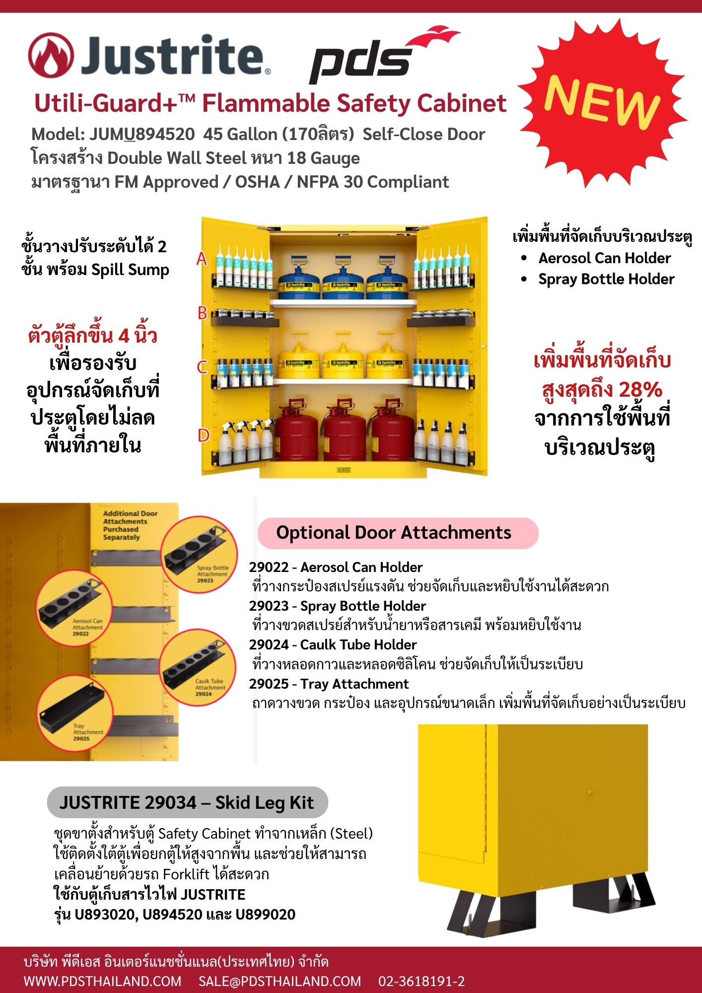ตู้เก็บสารเคมีไวไฟ 22 แกลลอน รหัส JUM892200